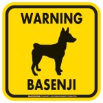 画像2: [MAGSIGN] WARNING BASENJI マグネット＆ステッカー：バセンジー(ホワイト/イエロー/オレンジ) 注意 英語 正方形 車＆屋外用(防水性/耐光性) 日本製 (2)