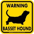 画像2: [MAGSIGN] WARNING BASSET HOUND マグネット＆ステッカー：バセットハウンド(ホワイト/イエロー/オレンジ) 注意 英語 正方形 車＆屋外用(防水性/耐光性) 日本製 (2)