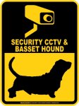 画像1: バセットハウンド＆防犯カメラ 監視 警戒中 英語 マグサイン(マグネット/ステッカー)：SECURITY CCTV ＆ BASSET HOUND [MAGSIGN] (1)