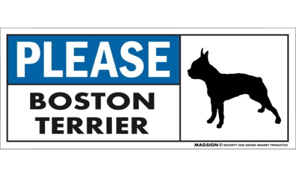 画像1: [MAGSIGN] ボストンテリア マグネット＆ステッカー 犬 英語 喜ばせる 満足させる PLEASE BOSTON TERRIER 対象:車(ドア/ガラス/ボディ)・屋外(玄関扉/窓ガラス/メールポスト) 日本製 (1)
