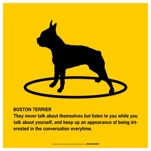 画像1: BOSTON TERRIER'S POEMマグネットサイン：ボストンテリア（イエロー） (1)