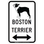 画像2: BOSTON TERRIER [MAGSIGN] シルエット＆矢印 アメリカン道路標識 英語犬種名 マグネット/ステッカー：ホワイト (2)