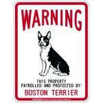 画像2: [MAGSIGN] BOSTON TERRIER 注意 英語 WARNING 警告/保護/警戒 車 屋外用 マグネット＆ステッカー 日本製：ボストンテリア (2)