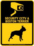 画像1: ボストンテリア＆防犯カメラ 監視 警戒中 英語 マグサイン(マグネット/ステッカー)：SECURITY CCTV ＆ BOSTON TERRIER [MAGSIGN] (1)