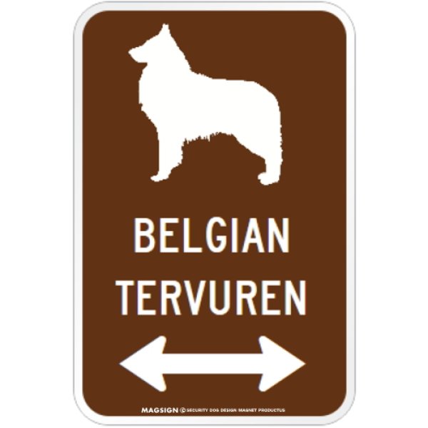 画像1: BELGIAN TERVUREN [MAGSIGN] シルエット＆矢印 アメリカン道路標識 英語犬種名 マグネット/ステッカー：ブラウン (1)