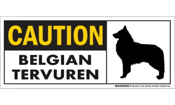 画像1: [MAGSIGN] ベルジアンタービュレン マグネット＆ステッカー 英語 警戒 CAUTION BELGIAN TERVUREN 対象:車(ドア/ガラス/ボディ)・屋外(玄関扉/窓ガラス/メールポスト) 日本製 (1)