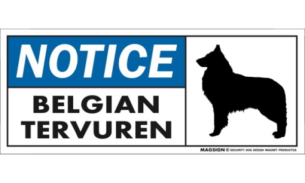 画像1: [MAGSIGN] ベルジアンタービュレン マグネット＆ステッカー 英語 お知らせ NOTICE BELGIAN TERVUREN 対象:車(ドア/ガラス/ボディ)・屋外(玄関扉/窓ガラス/メールポスト) 日本製 (1)