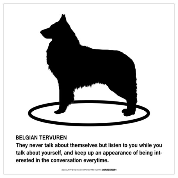 画像1: BELGIAN TERVUREN'S POEM [MAGSIGN] ポエムシリーズ マグネット＆ステッカー 防水/耐水・耐光性 日本製 英語＆シルエット：ベルジアンタービュレン（ホワイト/イエロー） (1)