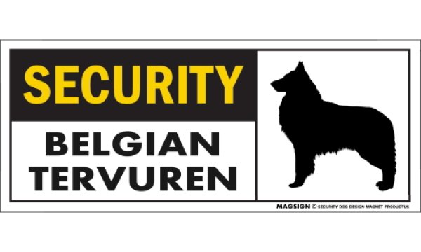 画像1: [MAGSIGN] ベルジアンタービュレン セキュリティーマグネット＆ステッカー 英語 警備 防犯 SECURITY BELGIAN TERVUREN 対象:車(ドア/ガラス/ボディ)・屋外(玄関扉/窓ガラス/メールポスト) 日本製 (1)