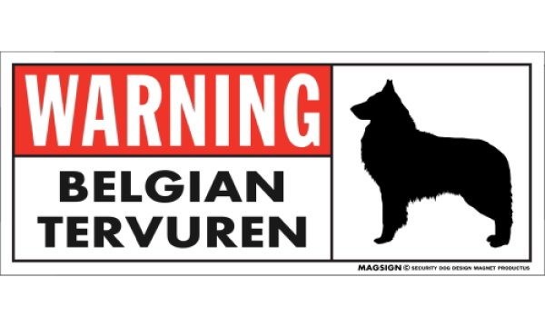 画像1: [MAGSIGN] ベルジアンタービュレン 注意マグネット＆ステッカー 英語 警戒/警告 WARNING BELGIAN TERVUREN 対象:車(ドア/ガラス/ボディ)・屋外(玄関扉/窓ガラス/メールポスト) 日本製 (1)