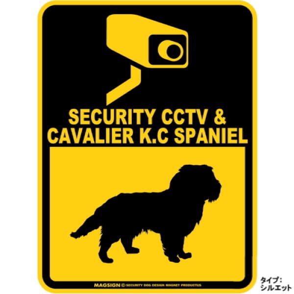 画像1: キャバリアキングチャールズスパニエル＆防犯カメラ 監視 警戒中 英語 マグサイン(マグネット/ステッカー)：SECURITY CCTV ＆ CAVALIER K.C SPANIEL [MAGSIGN] (1)