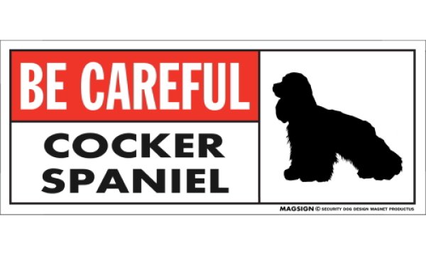 画像1: [MAGSIGN] コッカースパニエル マグネット＆ステッカー (犬)気を付けて 英語 BE CAREFUL COCKER SPANIEL 対象:車(ドア/ガラス/ボディ)・屋外(玄関扉/窓ガラス/メールポスト) 日本製 (1)