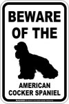 画像1: [MAGSIGN] アメリカンコッカースパニエル 注意 英語 マグネット＆ステッカー BEWARE OF THE AMERICAN COCKER SPANIEL 車/屋外用 日本製 (1)