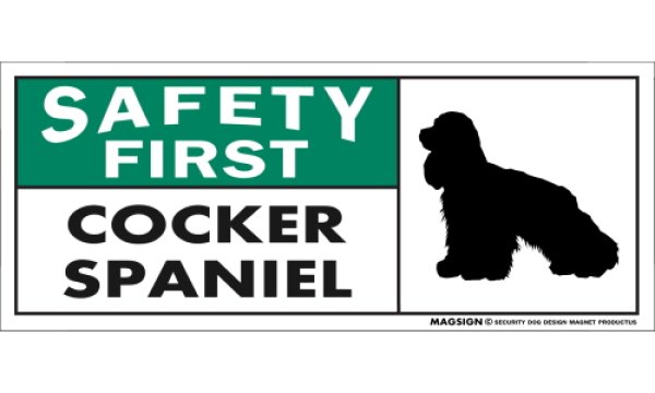 画像1: [MAGSIGN] コッカースパニエル マグネット＆ステッカー 英語 安全第一 SAFETY FIRST COCKER SPANIEL 対象:車(ドア/ガラス/ボディ)・屋外(玄関扉/窓ガラス/メールポスト) 日本製 (1)