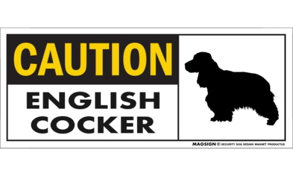 画像1: [MAGSIGN] イングリッシュコッカー マグネット＆ステッカー 英語 警戒 CAUTION ENGLISH COCKER 対象:車(ドア/ガラス/ボディ)・屋外(玄関扉/窓ガラス/メールポスト) 日本製 (1)