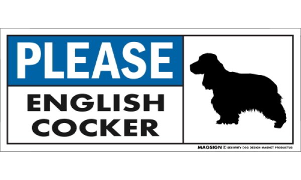 画像1: [MAGSIGN] イングリッシュコッカー マグネット＆ステッカー 犬 英語 喜ばせる 満足させる PLEASE ENGLISH COCKER 対象:車(ドア/ガラス/ボディ)・屋外(玄関扉/窓ガラス/メールポスト) 日本製 (1)