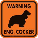 画像4: [MAGSIGN] WARNING ENG.COCKER マグネット＆ステッカー：イングリッシュコッカー(ホワイト/イエロー/オレンジ) 注意 英語 正方形 車＆屋外用(防水性/耐光性) 日本製 (4)