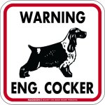 画像1: [MAGSIGN] WARNING ENG.COCKER マグネット＆ステッカー：イングリッシュコッカー(ホワイト/イエロー/オレンジ) 注意 英語 正方形 車＆屋外用(防水性/耐光性) 日本製 (1)