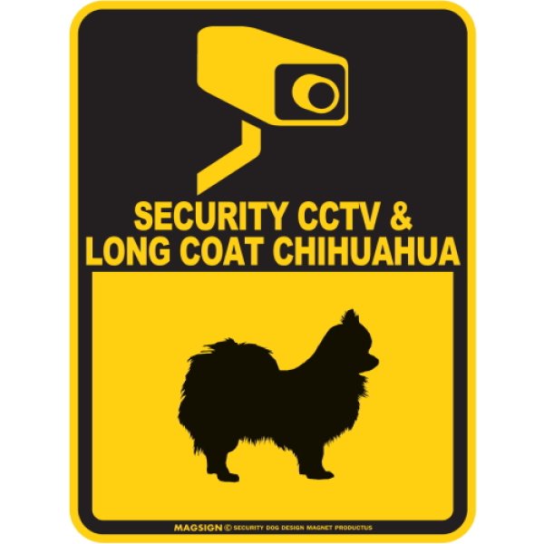 画像1: ロングコートチワワ＆防犯カメラ 監視 警戒中 英語 マグサイン(マグネット/ステッカー)：SECURITY CCTV ＆ LONG COAT CHIHUAHUA [MAGSIGN] (1)