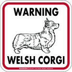 画像1: [MAGSIGN] WARNING WELSH CORGI マグネット＆ステッカー：ウェルシュコーギー(ホワイト/イエロー/オレンジ) 注意 英語 正方形 車＆屋外用(防水性/耐光性) 日本製 (1)
