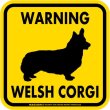 画像2: [MAGSIGN] WARNING WELSH CORGI マグネット＆ステッカー：ウェルシュコーギー(ホワイト/イエロー/オレンジ) 注意 英語 正方形 車＆屋外用(防水性/耐光性) 日本製 (2)