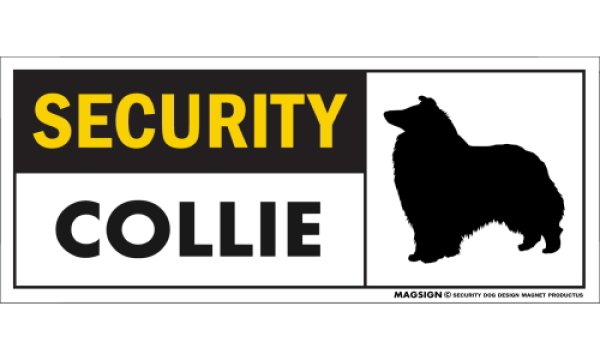 画像1: [MAGSIGN] コリー セキュリティーマグネット＆ステッカー 英語 警備 防犯 SECURITY COLLIE 対象:車(ドア/ガラス/ボディ)・屋外(玄関扉/窓ガラス/メールポスト) 日本製 (1)