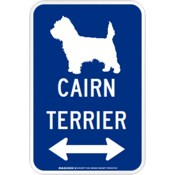 画像1: CAIRN TERRIER [MAGSIGN] シルエット＆矢印 アメリカン道路標識 英語犬種名 マグネット/ステッカー：ブルー (1)