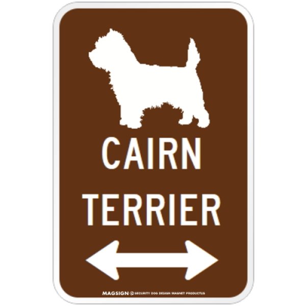 画像1: CAIRN TERRIER [MAGSIGN] シルエット＆矢印 アメリカン道路標識 英語犬種名 マグネット/ステッカー：ブラウン (1)