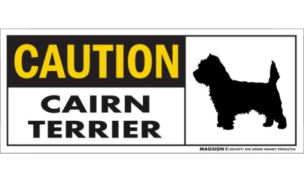 画像1: [MAGSIGN] ケアーンテリア マグネット＆ステッカー 英語 警戒 CAUTION CAIRN TERRIER 対象:車(ドア/ガラス/ボディ)・屋外(玄関扉/窓ガラス/メールポスト) 日本製 (1)