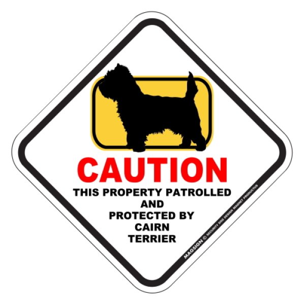 画像1: ケアーンテリア 英語 犬注意/私有地/警備監視中 マグネット＆ステッカー 日本製：CAUTION THIS PROPERTY PATROLLED AND PROTECTED BY CAIRN TERRIER [MAGSIGN] (1)