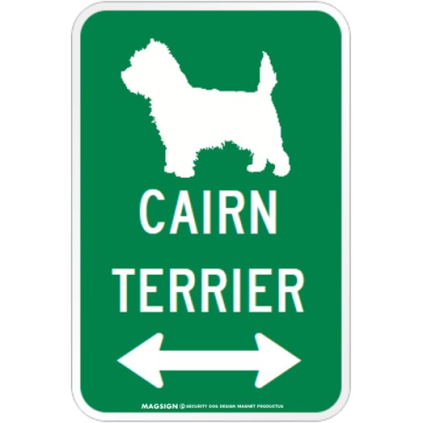 画像1: CAIRN TERRIER [MAGSIGN] シルエット＆矢印 アメリカン道路標識 英語犬種名 マグネット/ステッカー：グリーン (1)