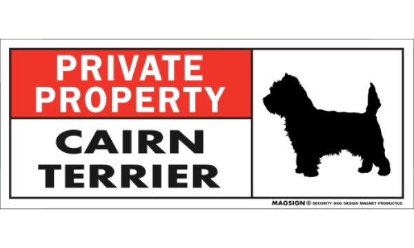 画像1: [MAGSIGN] ケアーンテリア マグネット＆ステッカー 犬 英語 私的所有権・プライベート PRIVATE PROPERTY CAIRN TERRIER 対象:車(ドア/ガラス/ボディ)・屋外(玄関扉/窓ガラス/メールポスト) 日本製 (1)