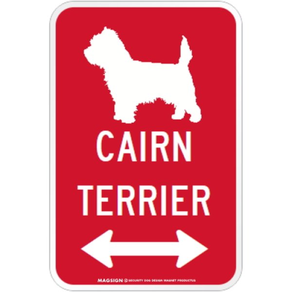 画像1: CAIRN TERRIER [MAGSIGN] シルエット＆矢印 アメリカン道路標識 英語犬種名 マグネット/ステッカー：レッド (1)