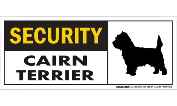 画像1: [MAGSIGN] ケアーンテリア セキュリティーマグネット＆ステッカー 英語 警備 防犯 SECURITY CAIRN TERRIER 対象:車(ドア/ガラス/ボディ)・屋外(玄関扉/窓ガラス/メールポスト) 日本製 (1)