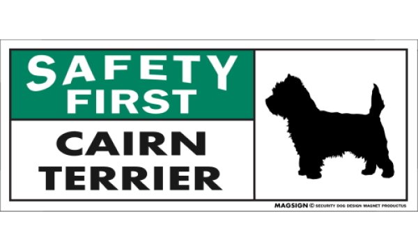 画像1: [MAGSIGN] ケアーンテリア マグネット＆ステッカー 英語 安全第一 SAFETY FIRST CAIRN TERRIER 対象:車(ドア/ガラス/ボディ)・屋外(玄関扉/窓ガラス/メールポスト) 日本製 (1)