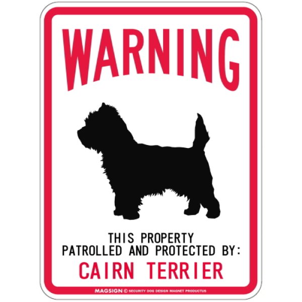 画像1: [MAGSIGN] CAIRN TERRIER 注意 英語 WARNING 警告/保護/警戒 車 屋外用 マグネット＆ステッカー 日本製：ケアーンテリア (1)