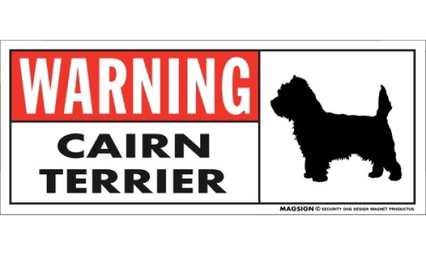 画像1: [MAGSIGN] ケアーンテリア 注意マグネット＆ステッカー 英語 警戒/警告 WARNING CAIRN TERRIER 対象:車(ドア/ガラス/ボディ)・屋外(玄関扉/窓ガラス/メールポスト) 日本製 (1)