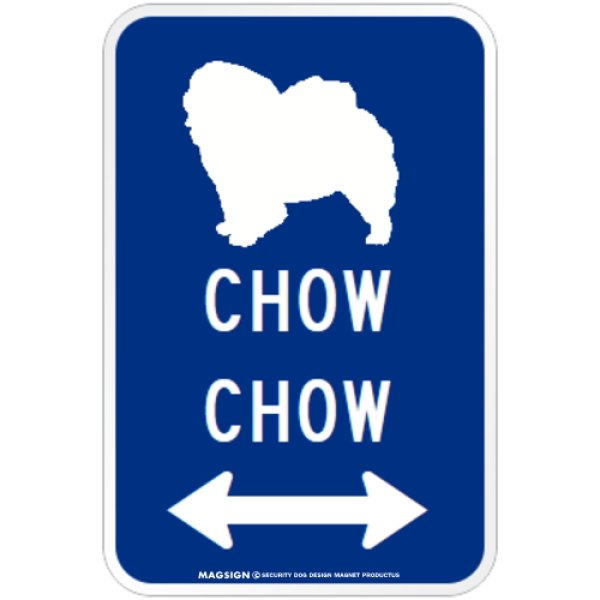 画像1: CHOW CHOW [MAGSIGN] シルエット＆矢印 アメリカン道路標識 英語犬種名 マグネット/ステッカー：ブルー (1)