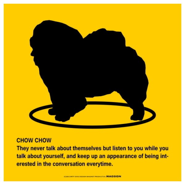 画像1: CHOW CHOW'S POEM [MAGSIGN] ポエムシリーズ マグネット＆ステッカー 防水/耐水・耐光性 日本製 英語＆シルエット：チャウチャウ（イエロー） (1)