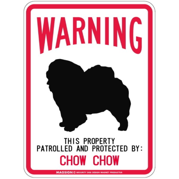 画像1: [MAGSIGN] CHOW CHOW 注意 英語 WARNING 警告/保護/警戒 車 屋外用 マグネット＆ステッカー 日本製：チャウチャウ (1)