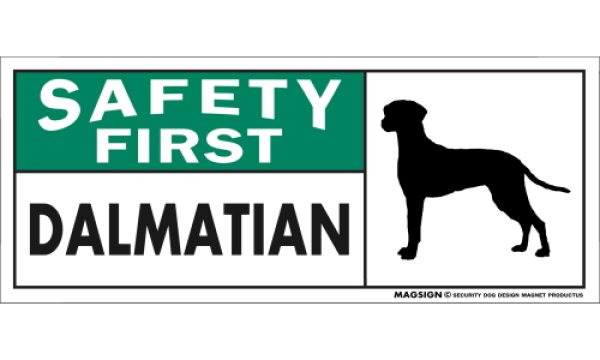 画像1: [MAGSIGN] ダルメシアン マグネット＆ステッカー 英語 安全第一 SAFETY FIRST DALMATIAN 対象:車(ドア/ガラス/ボディ)・屋外(玄関扉/窓ガラス/メールポスト) 日本製 (1)