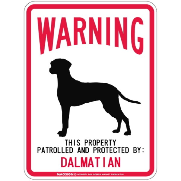 画像1: [MAGSIGN] DALMATIAN 注意 英語 WARNING 警告/保護/警戒 車 屋外用 マグネット＆ステッカー 日本製：ダルメシアン (1)