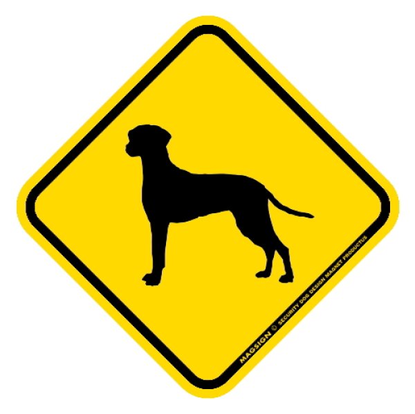 画像1: [MAGSIGN] 犬横断注意/犬飛び出し注意 マグネット＆ステッカー 黄色(イエロー) 車 屋外用(防水/耐水・耐光仕様) 日本製：ダルメシアン (1)