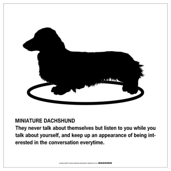 画像1: MINIATURE DACHSHUND'S POEM [MAGSIGN] ポエムシリーズ マグネット＆ステッカー 防水/耐水・耐光性 日本製 英語＆シルエット：ミニチュアダックスフンド（ホワイト/イエロー） (1)