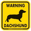 画像2: [MAGSIGN] WARNING DACHSHUND マグネット＆ステッカー：スムースダックスフンド(ホワイト/イエロー/オレンジ) 注意 英語 正方形 車＆屋外用(防水性/耐光性) 日本製 (2)