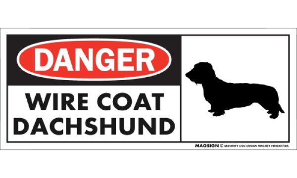 画像1: [MAGSIGN] ワイヤーコートダックスフンド マグネット＆ステッカー 英語 危ない 危険 DANGER WIRE COAT DACHSHUND 対象:車(ドア/ガラス/ボディ)・屋外(玄関扉/窓ガラス/メールポスト) 日本製 (1)