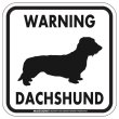 画像1: [MAGSIGN] WARNING DACHSHUND マグネット＆ステッカー：ワイヤーコートダックスフンド(ホワイト/イエロー/オレンジ) 注意 英語 正方形 車＆屋外用(防水性/耐光性) 日本製 (1)