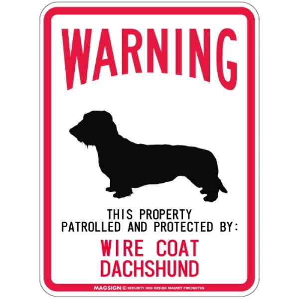 画像1: [MAGSIGN] WIRE COAT DACHSHUND 注意 英語 WARNING 警告/保護/警戒 車 屋外用 マグネット＆ステッカー 日本製：ワイヤーコートダックスフンド (1)