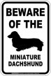 画像1: [MAGSIGN] ミニチュアダックスフンド 注意 英語 マグネット＆ステッカー BEWARE OF THE MINIATURE DACHSHUND 車/屋外用 日本製 (1)