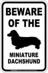画像1: [MAGSIGN] ミニチュアダックスフンド 注意 英語 マグネット＆ステッカー BEWARE OF THE MINIATURE DACHSHUND 車/屋外用 日本製 (1)